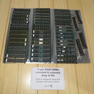 Vintage Memory Lot - 50 pieces of 72-pin RAM SIMMs - Various Brands, Untested #4